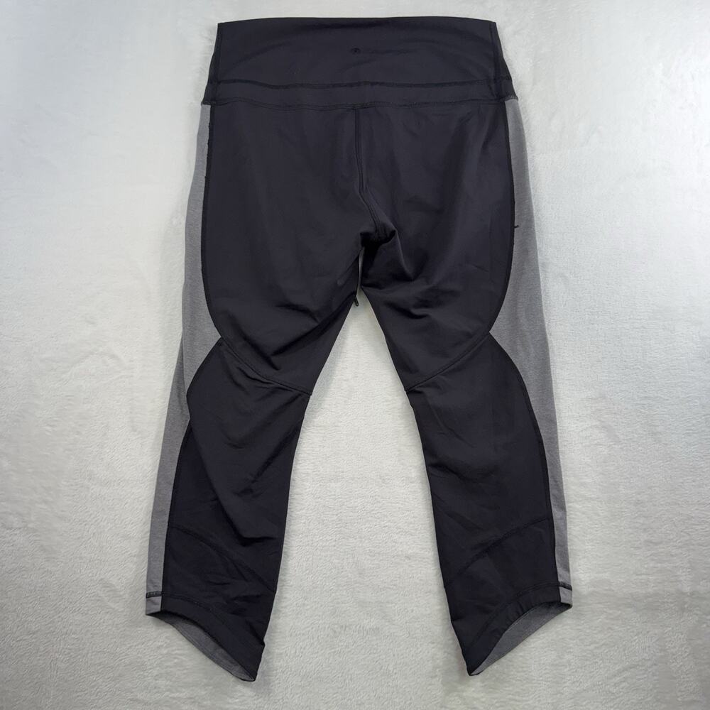 Lululemon Athletica Sz 10 Retreat‎ 7/8 Pants Black Heathered Slate High Rise - Picture 8 of 13